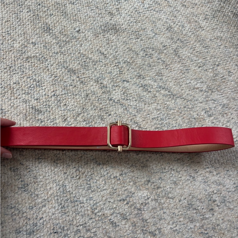 Elegant Red Leather Belt